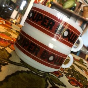 Pair of Vintage Glasbake Milk Glass “Souper Bowl” Mugs/Soup Bowls MCM